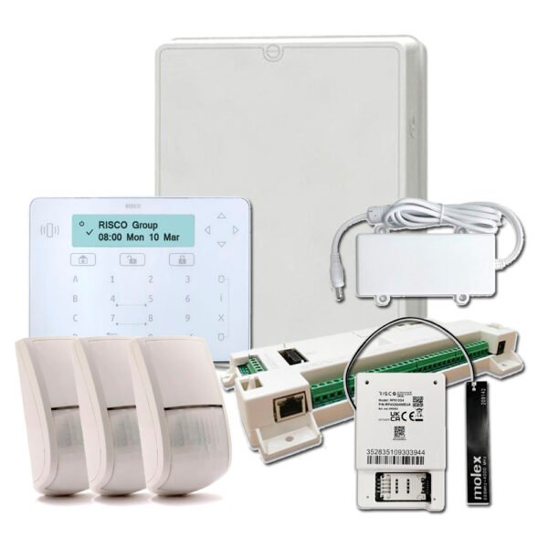 Risco Adecuación G3 2G - Kit LightSYS de Adecuación a Grado 3 Placa + Teclado táctil + Módulo GSM 2G + 3 Detectores + Fuente + Caja RISCO