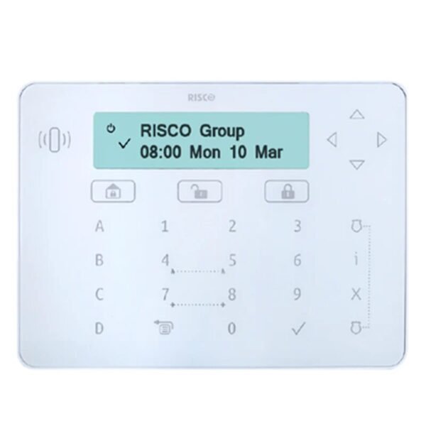 Risco RPKELPWT0GEB - Teclado táctil Elegant blanco ( Sin LOGO RISCO ), para centrales LightSYS Certificado Grado 3