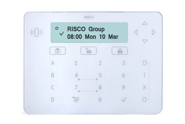 Risco RPKELPWT000B - Teclado táctil Elegant con Lector de Proximidad de Grado 3, blanco, para  LightSYS+ (no incluye tags de proximidad)